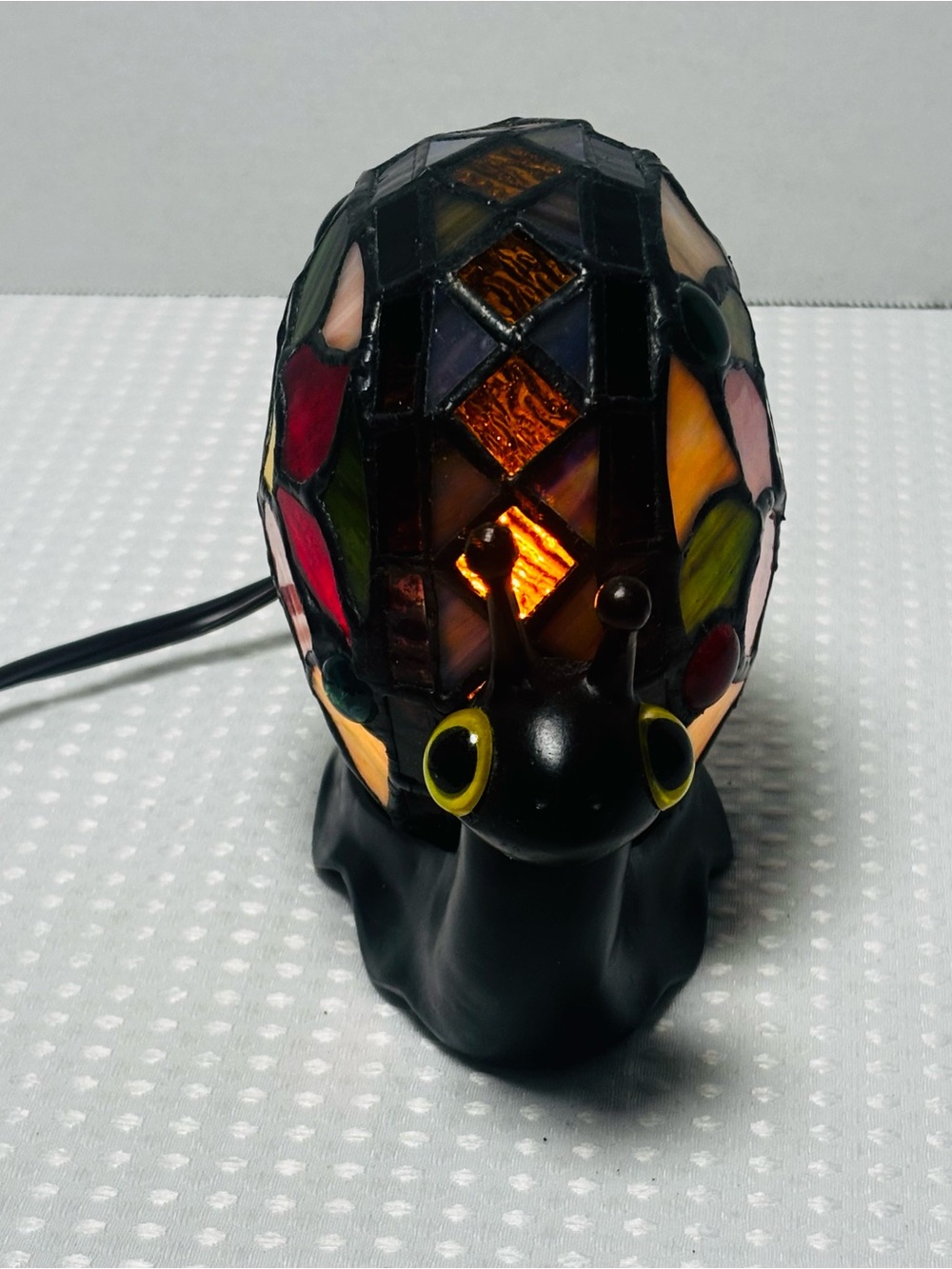 VTG Tiffany Style Stained Glass Snail Accent Lamp Slag Glass Night Light Corded - Picture 6 of 11